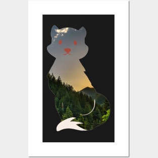 Mountain forest fox pattern - Nature Posters and Art